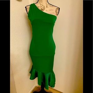 R.F Phyllis  One Shoulder Green Dress Size M